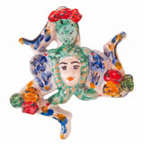 Trinacria da muro in ceramica di Caltagirone dipinta a mano. Cm 14
