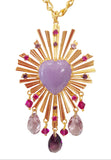 Collana ex voto cuore sacro con cristalli viola e lilla