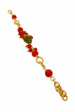 Bracciale fico d'India in ceramica e perle rosse
