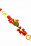 Bracciale fico d'India in ceramica e perle rosse