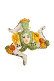 Trinacria da muro in ceramica di Caltagirone dipinta a mano. Cm 14