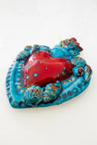 Cuore sacro con conchiglie 18x14 cm, vari colori