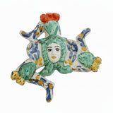 Trinacria da muro in ceramica di Caltagirone dipinta a mano. Cm 14
