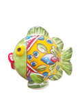 Pesce in ceramica di Caltagirone, interamente realizzato e dipinto a mano.