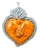 Ex Voto Cuore Sacro in ceramica artigianale, cm 16 x 14, vari colori