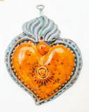 Ex Voto Cuore Sacro in ceramica artigianale, cm 16 x 14, vari colori