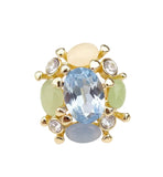 Anello con cristalli, Celeste e verde