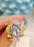 Anello con cristalli, Celeste e verde