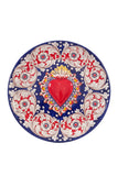 Grande piatto rotondo con cuore sacro in ceramica centrale