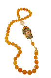 Collana agata gialla con Testa di Moro in Ceramica al terzo fuoco