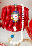Collana agata bianca con Testa di Moro in Ceramica