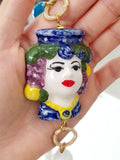 Collana agata bianca con Testa di Moro in Ceramica