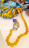 Collana agata gialla con Testa di Moro in Ceramica al terzo fuoco