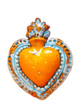 Cuore sacro celeste-arancione, 16x14