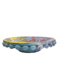 Centrotavola blu con sfumature gialle e rosse, diametro 25-26 cm