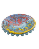 Centrotavola blu con sfumature gialle e rosse, diametro 25-26 cm