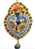 Collana con cuore sacro in ceramica e agata striata