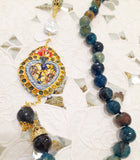 Collana con cuore sacro in ceramica e agata striata