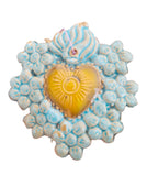 Cuore sacro in ceramica, ex voto vari colori