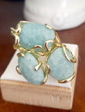 Anello in ottone dorato e pietre dure, vari colori