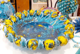 Grande centrotavola con limoni in rilievo, diametro 42 cm