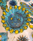 Grande centrotavola con limoni in rilievo, diametro 42 cm