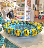 Grande centrotavola con limoni in rilievo, diametro 42 cm