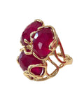 Anello in ottone dorato e pietre dure, vari colori