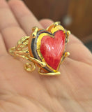 Set orecchini e Anello con cuore in ceramica di Caltagirone