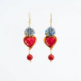 Set orecchini e Anello con cuore in ceramica di Caltagirone