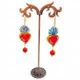 Set orecchini e Anello con cuore in ceramica di Caltagirone