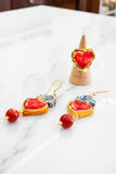 Set orecchini e Anello con cuore in ceramica di Caltagirone