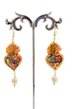 Orecchini cuore sacro arancione in ceramica