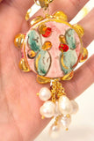 Collana con ciondolo tamburello in ceramica di Caltagirone