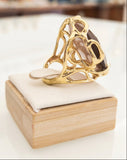 Anello in ottone dorato con occhio di gatto