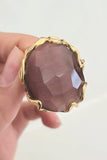 Anello in ottone dorato con occhio di gatto