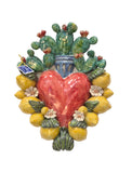 Grande cuore sacro con limoni e fichi d'India da parete
