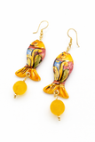 Orecchini pesci in ceramica con dettagli in oro, vari colori