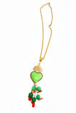 Collana Siciliana con Ciondolo Ex Voto in Metallo Smaltato con pendenti in Corallo