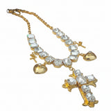 Collana croce in cristallo bianco