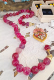 Collana con cuore sacro in ceramica e agata striata