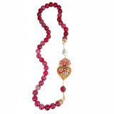 Collana con cuore sacro in ceramica e agata striata