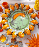 Centrotavola con limoni colore arancione e verde sfumato, diametro 34 cm