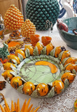 Centrotavola con limoni colore arancione e verde sfumato, diametro 34 cm