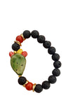Bracciale in Pietra Lavica grezza e Fico d'India in Ceramica di Caltagirone