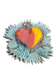 Cuore con raggi verde acqua e arancione 15x14 cm