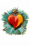 Cuore con raggi verde acqua e arancione 15x14 cm