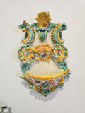 Acquasantiera forgiata a mano in ceramica di Caltagirone, vari modelli