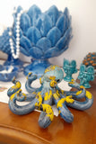 Polpo blu, verde e giallo in ceramica