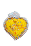 Ex Voto Cuore Sacro in ceramica artigianale, cm 16 x 14, vari colori